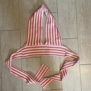 pink orange and white striped halter top